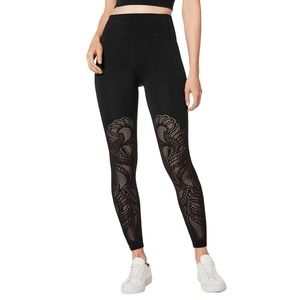 Lululemon Women's Reveal Tight *Lattice Paisley 28" Size 6 Black Mesh
